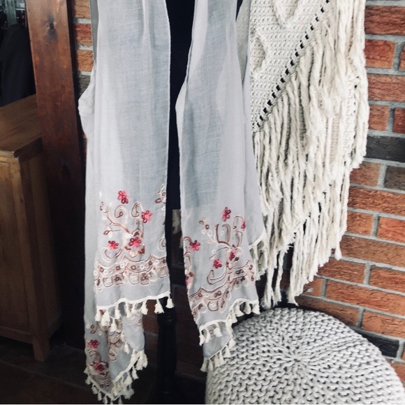 Embroidered Scarf/ Beach Cover Up/ Shawl - Picture 2 of 7